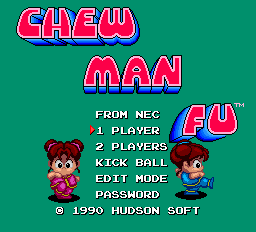 Chew Man Fu title screen for TurboGrafx-16